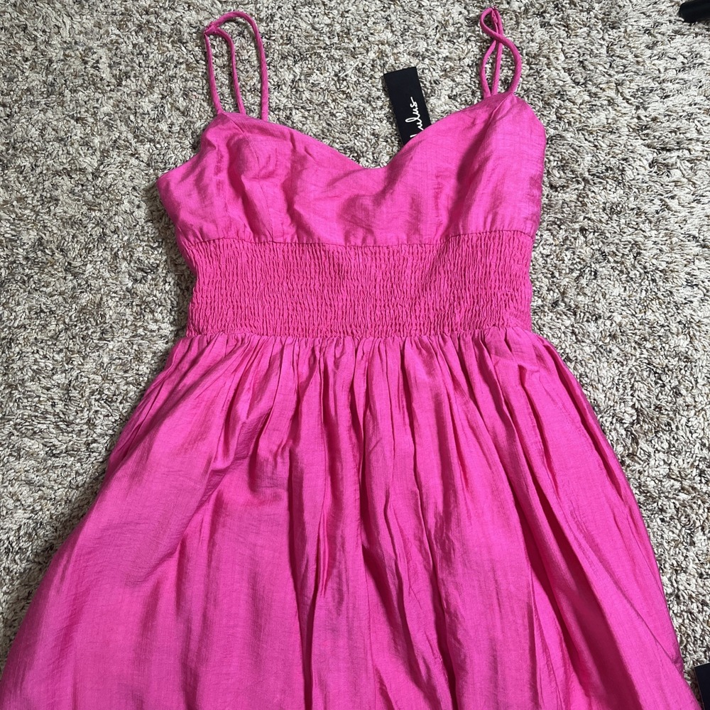 Lulus Pink Maxi DressPockets Small NWT Smocked Vacation Summer Dress
